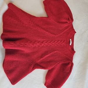 Entro Red Puff Sleeve Sweater